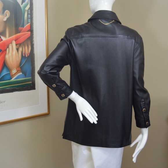 St. John Black Leather Button-Up Jacket – Size M (New Without Tags) - Picture 12 of 15